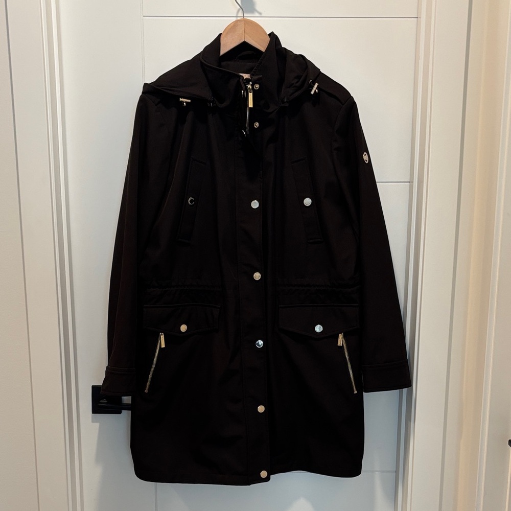 Michael Kors Black Hooded Women's rain Jacket
